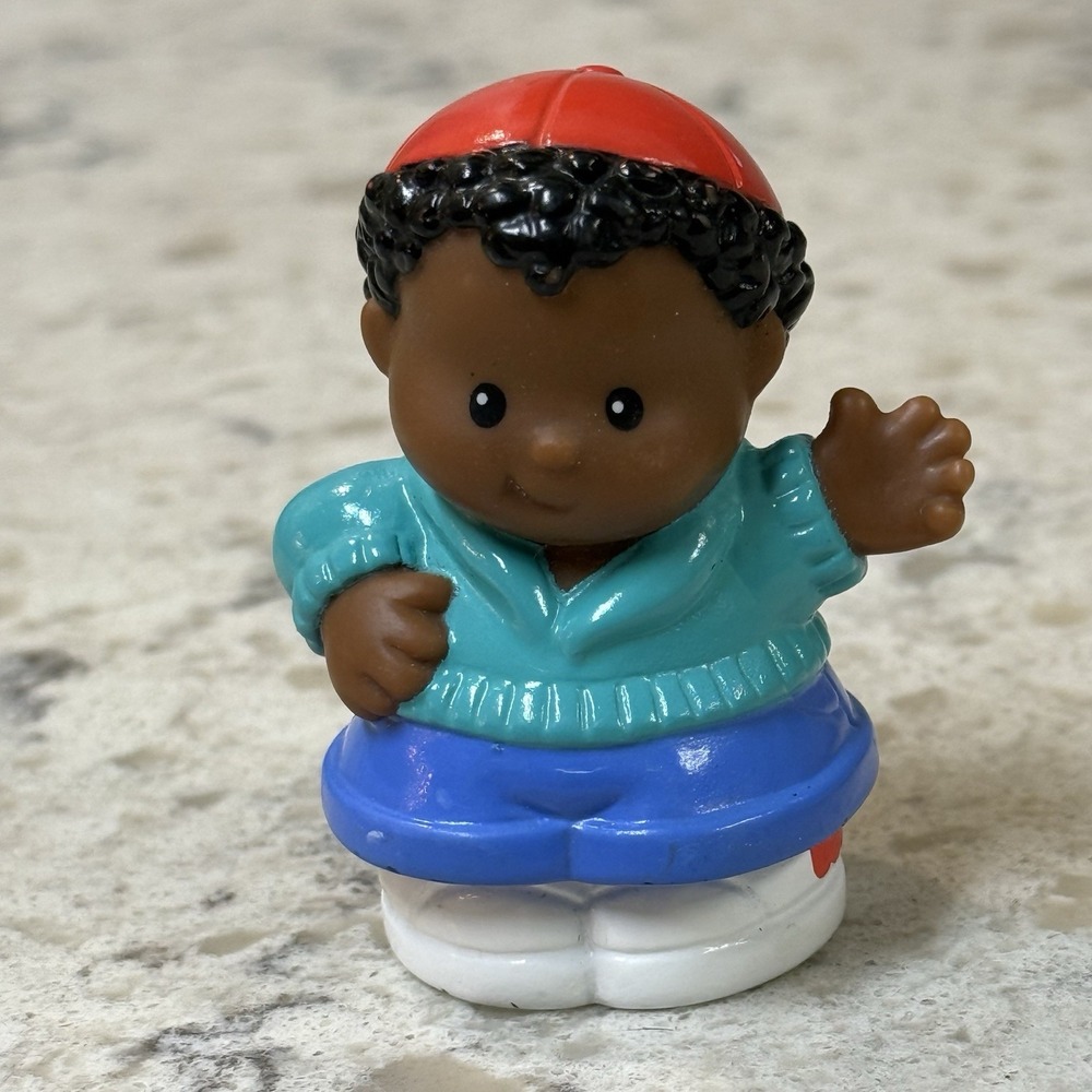 Fisher Price Little People Michael Red Hat Boy School Teal Blue Black Hair 1997